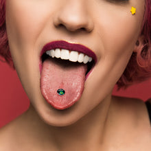 Load image into Gallery viewer, Alien UFO Dinosaur Abduction Barbell Tongue Ring by Onyx O
