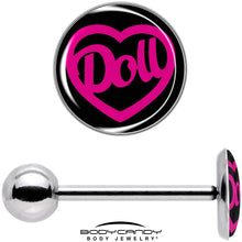 Load image into Gallery viewer, Hollow Heart Doll Word Barbell Tongue Ring by Onyx O
