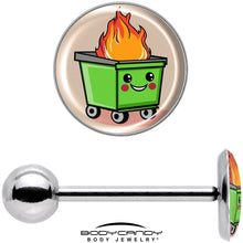 Load image into Gallery viewer, Dumpster Fire Barbell Tongue Ring by Onyx O
