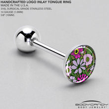 Load image into Gallery viewer, Blossom Creation Paradise of Pink Flowers Barbell Tongue Ring by Onyx O
