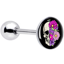 Load image into Gallery viewer, Floral Flowers Skull Barbell Tongue Ring by Onyx O
