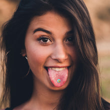 Load image into Gallery viewer, Fortune Cookie Barbell Tongue Ring by Onyx O
