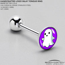Load image into Gallery viewer, Ghost Barbell Tongue Ring by Onyx O
