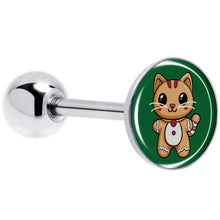 Load image into Gallery viewer, Christmas Holiday Gingerbrread Kitty Cat Barbell Tongue Ring by Onyx O
