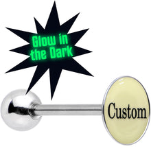 Load image into Gallery viewer, Custom Glow in the Dark Logo Stainless Steel Barbell Tongue Ring
