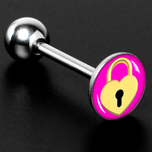 将图片加载到图库查看器，Heart Lock Barbell Tongue Ring by Onyx O
