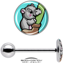 将图片加载到图库查看器，Cute Biting Baby Hippo Barbell Tongue Ring

