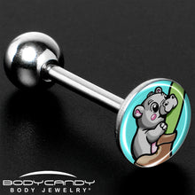 将图片加载到图库查看器，Cute Biting Baby Hippo Barbell Tongue Ring
