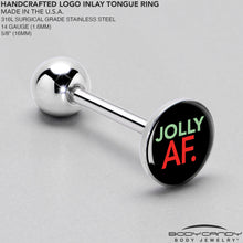 Load image into Gallery viewer, Jolly AF Festive Holiday Barbell Tongue Ring by Onyx O
