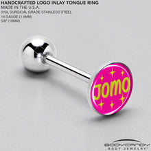 Load image into Gallery viewer, Pink JOMO Barbell Tongue Ring by Onyx O
