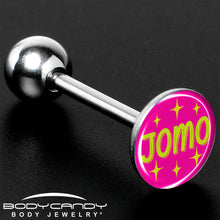 Load image into Gallery viewer, Pink JOMO Barbell Tongue Ring by Onyx O
