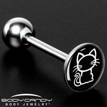 将图片加载到图库查看器，Black and White Kitty Cat Barbell Tongue Ring by Onyx O
