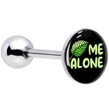 Load image into Gallery viewer, Black Green Leaf Me Alone Barbell Tongue Ring by Onyx O
