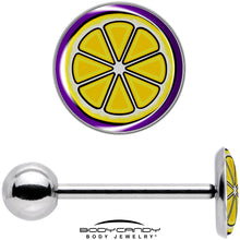 Load image into Gallery viewer, Yellow Slice of Lemon Barbell Tongue Ring by Onyx O

