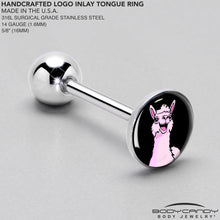 Load image into Gallery viewer, Pink Happy Llama Barbell Tongue Ring by Onyx O
