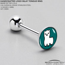 Load image into Gallery viewer, White Llama Barbell Tongue Ring by Onyx O
