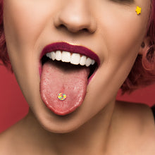 Load image into Gallery viewer, Rainbow Swirl Lollipop Barbell Tongue Ring by Onyx O
