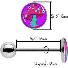 Load image into Gallery viewer, Funky Floral Mushroom Barbell Tongue Ring by Onyx O
