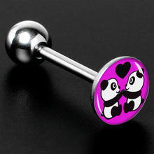 Load image into Gallery viewer, Panda Love Barbell Tongue Ring by Onyx O
