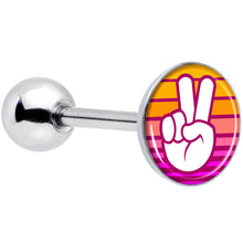 Load image into Gallery viewer, Retro Stripes Peace Sign Fingers Barbell Tongue Ring by Onyx O
