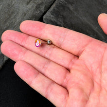 Load image into Gallery viewer, Retro Stripes Peace Sign Fingers Barbell Tongue Ring by Onyx O

