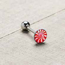 将图片加载到图库查看器，Holiday Peppermint Candy Barbell Tongue Ring
