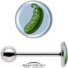 Load image into Gallery viewer, Green Pickle Barbell Tongue Ring by Onyx O
