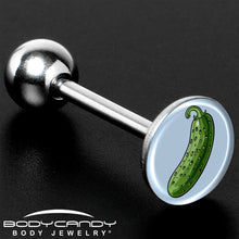 Load image into Gallery viewer, Green Pickle Barbell Tongue Ring by Onyx O
