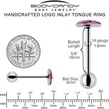 将图片加载到图库查看器，Artist Drawn Pink Mushrooms Barbell Tongue Ring by Onyx O

