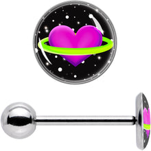 Load image into Gallery viewer, Heart Planet Barbell Tongue Ring by Onyx O
