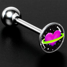 Load image into Gallery viewer, Heart Planet Barbell Tongue Ring by Onyx O

