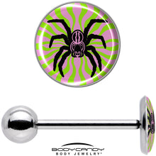 Load image into Gallery viewer, Psychedelic Spider Barbell Tongue Ring by Onyx O
