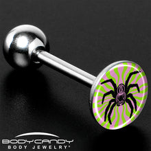 Load image into Gallery viewer, Psychedelic Spider Barbell Tongue Ring by Onyx O

