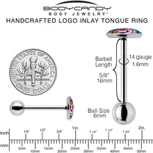 Load image into Gallery viewer, Swimming Pink Pufferfish Barbell Tongue Ring by Onyx O
