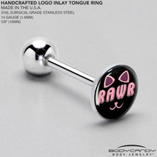 Load image into Gallery viewer, RAWR Kittly Cat Barbell Tongue Ring by Onyx O
