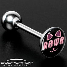 Load image into Gallery viewer, RAWR Kittly Cat Barbell Tongue Ring by Onyx O
