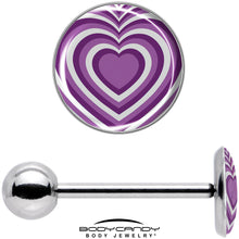 Load image into Gallery viewer, Purple Retro Heart Barbell Tongue Ring by Onyx O
