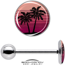 Load image into Gallery viewer, Palm Tree Retro Sunset Barbell Tongue Ring by Onyx O
