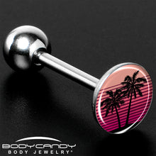Load image into Gallery viewer, Palm Tree Retro Sunset Barbell Tongue Ring by Onyx O

