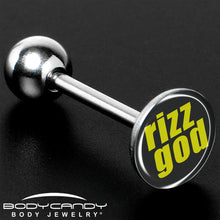 Load image into Gallery viewer, RIZZ GOD Barbell Tongue Ring by Onyx O
