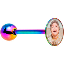 Load image into Gallery viewer, Custom Photo Rainbow Anodized Barbell Tongue Ring
