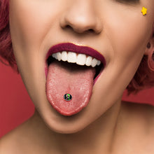 Load image into Gallery viewer, Ultra Bright Melting Skull Barbell Tongue Ring by Onyx O
