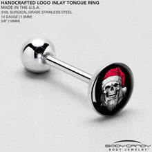 Load image into Gallery viewer, Holiday Skeleton Santa Claus Barbell Tongue Ring by Onyx O
