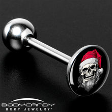 Load image into Gallery viewer, Holiday Skeleton Santa Claus Barbell Tongue Ring by Onyx O
