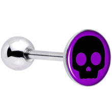 Load image into Gallery viewer, Purple Black Simple Skull Barbell Tongue Ring by Onyx O
