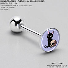 将图片加载到图库查看器，Skull Cat Barbell Tongue Ring by Onyx O
