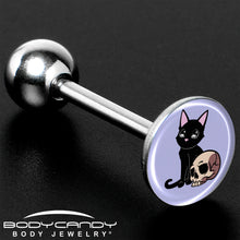 将图片加载到图库查看器，Skull Cat Barbell Tongue Ring by Onyx O
