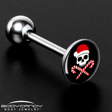 Load image into Gallery viewer, Santa Pirate Candy Cane Barbell Tongue Ring by Onyx O
