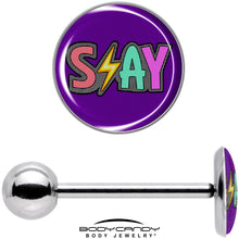 Load image into Gallery viewer, Colorful Lighting SLAY Barbell Tongue Ring by Onyx O
