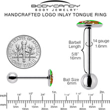 Load image into Gallery viewer, Santa Sloth Holiday Barbell Tongue Ring by Onyx O
